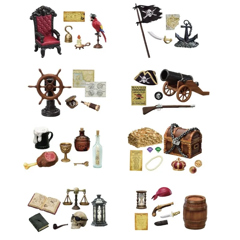 Re-Ment Original 8Pcs CAPTAIN & PIRATES Figure Toys For Kids Gift Collectible Model Ornaments