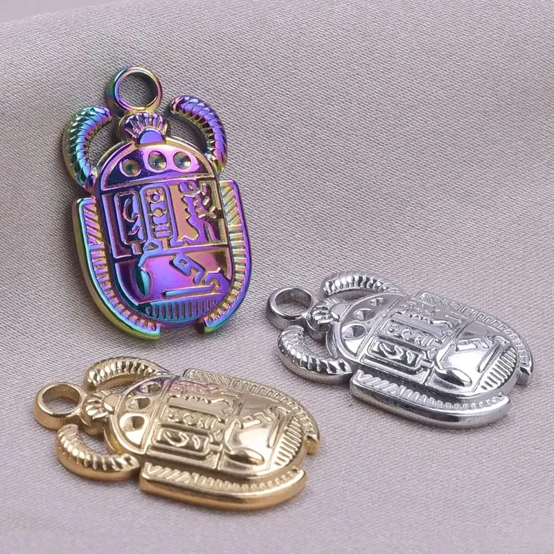 6 sztuk Vintage egipski chrząszcz chrząszcz urok ze stali nierdzewnej owad wisiorek do tworzenia biżuterii DIY bransoletka naszyjnik rękodzieło