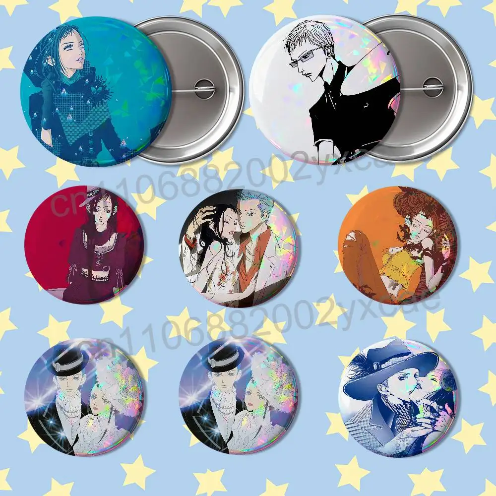 cartoon Yukari George Paradise Kiss Reflective Pin Tinplate Round Brooch Cartoon Cosplay Badges for Bag Hat Toys Gifts