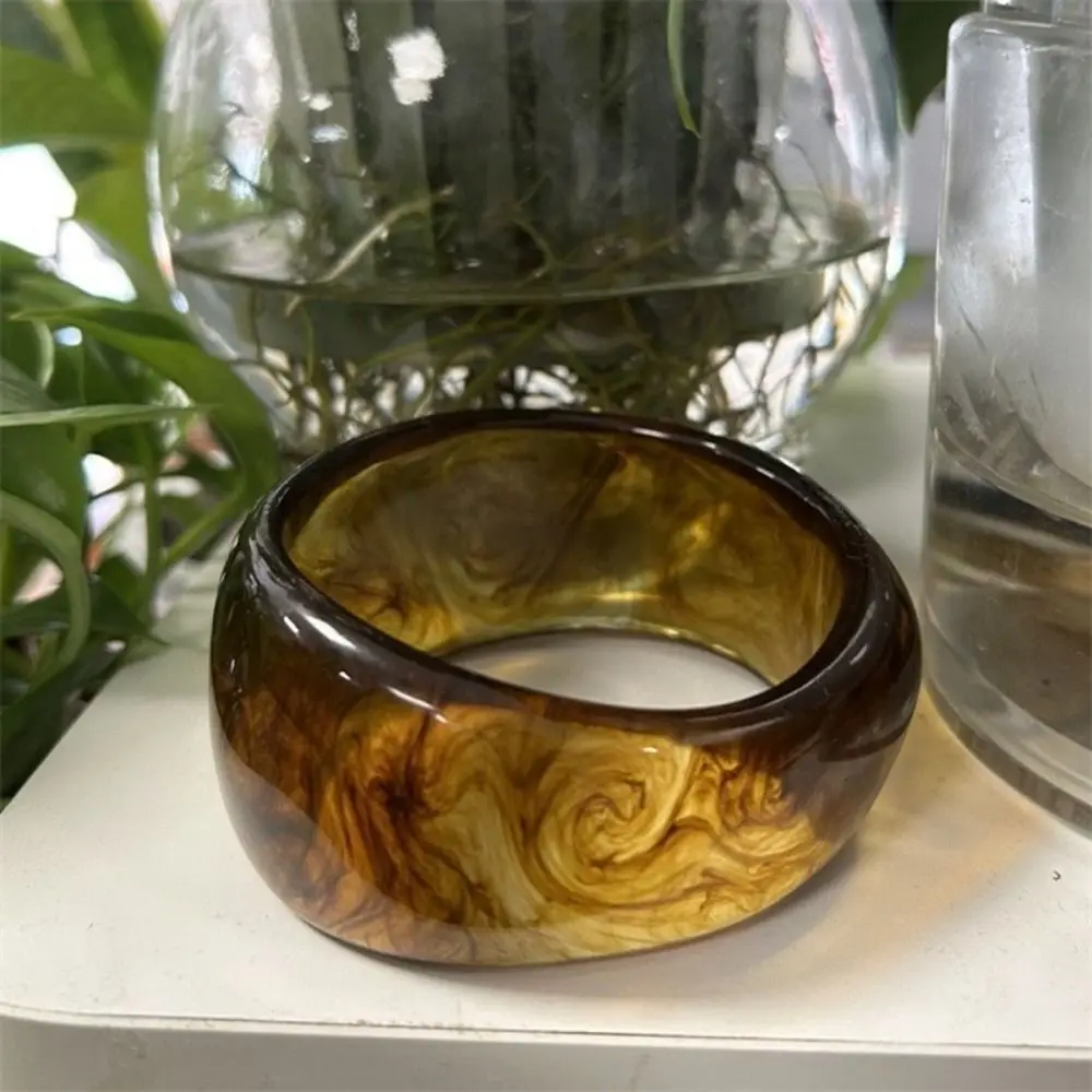 Geometric Resin Bangle Bracelet Lightweight Wide Chunky Wrap Bangle Comfortable To Wear Mottled Cuff Bracelet Women