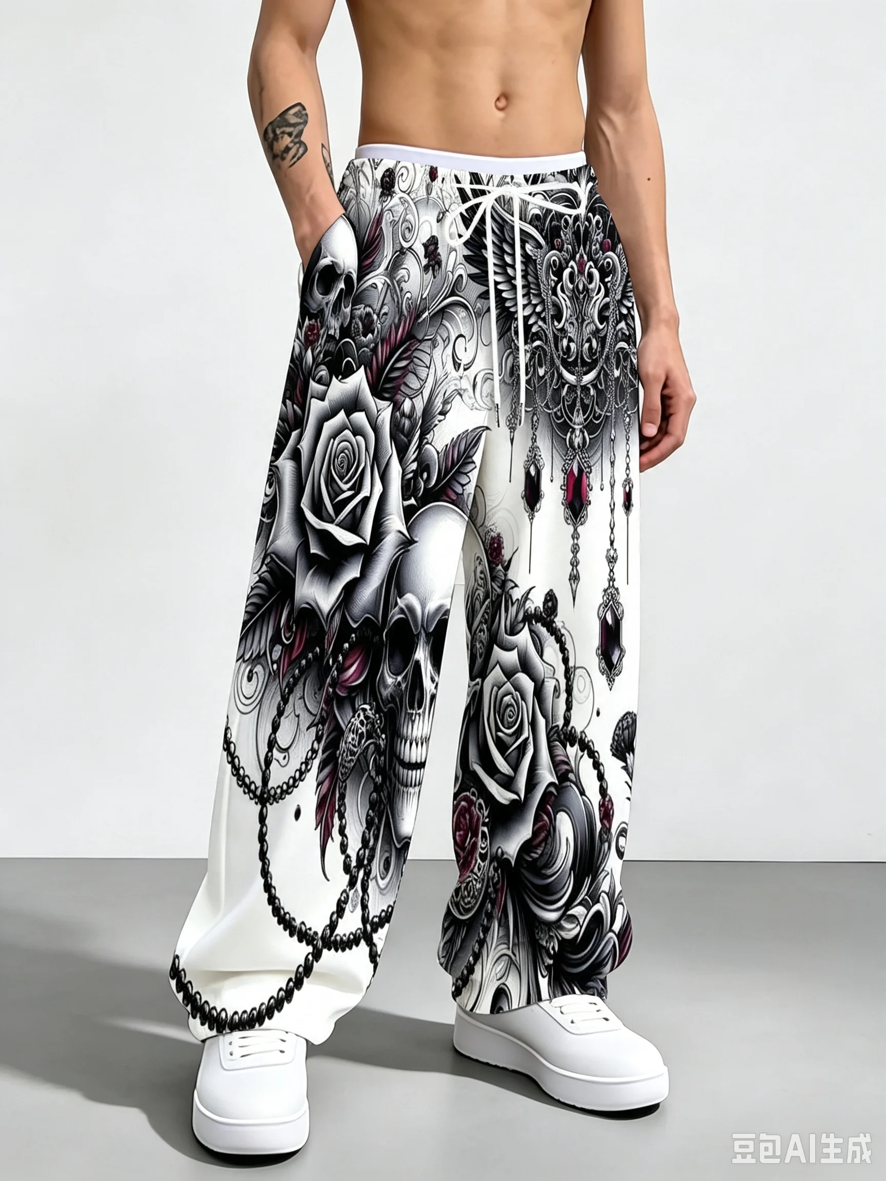 Unisex Straight‑Leg Jogger Pants Gothic Cross Tribal Print Trousers Y2K Punk Hip Hop Streetwear Daily Outdoor Fashion Bottoms