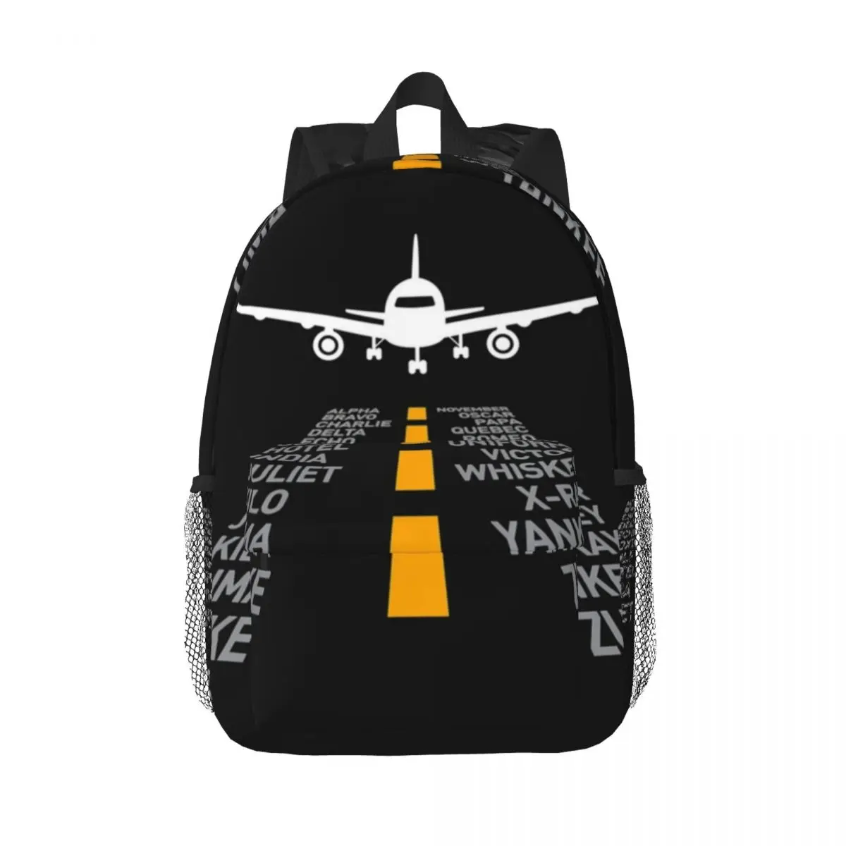 

Airplane Pilot Airport Runway Phonetic Alphabet Plane Backpacks Boys Girls Bookbag Students School Bags Rucksack Shoulder Bag