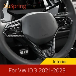 Car Steering Wheel Button Frame For VW ID.3 ID3 2021 2022 2023 Decoration Trim Carbon Fiber Stickers Styling