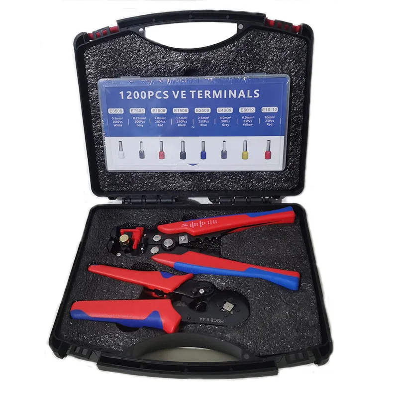 

Wire Crimping Pliers, Wire Stripping Pliers, Double Pliers Toolbox, 1200pcs VE Terminal Combination Kit Electrical Wiring Kit