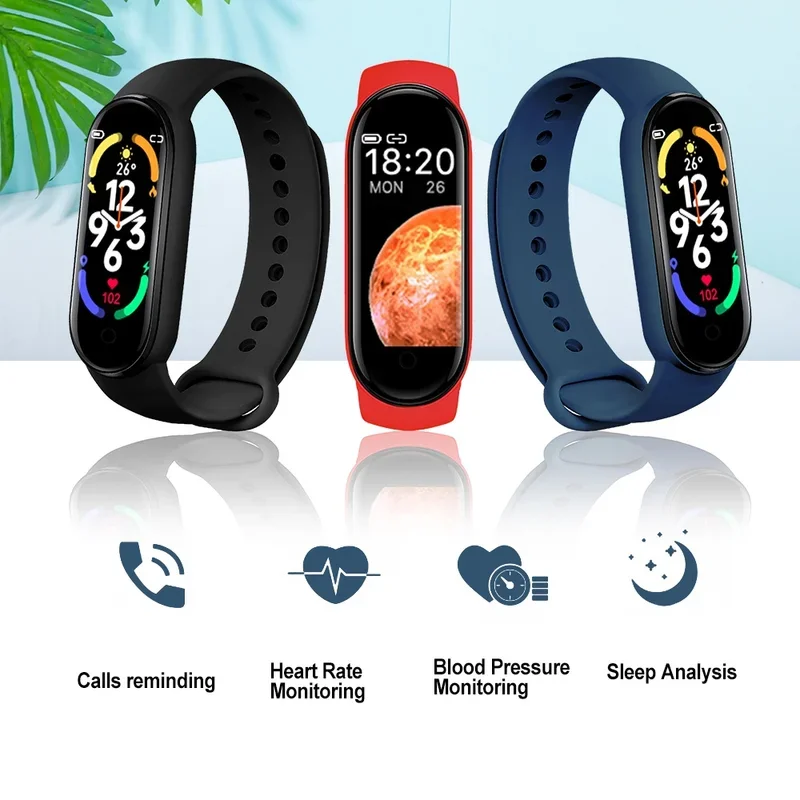 New M7 smart watch SmartBand heart rate smartwatch fitness tracker blood pressure sport bracelet for Mi Band 7 men women