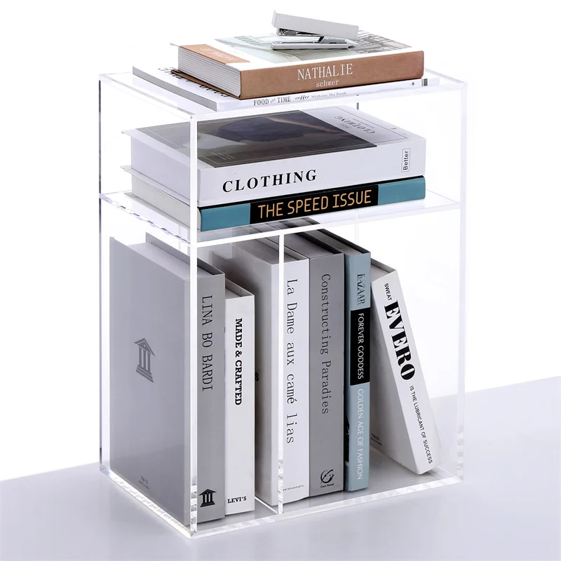 Thickened Acrylic A4 Desktop Document Organizer Large Capacity File Holder for Office Bookshelf Grid Display Storage Rack