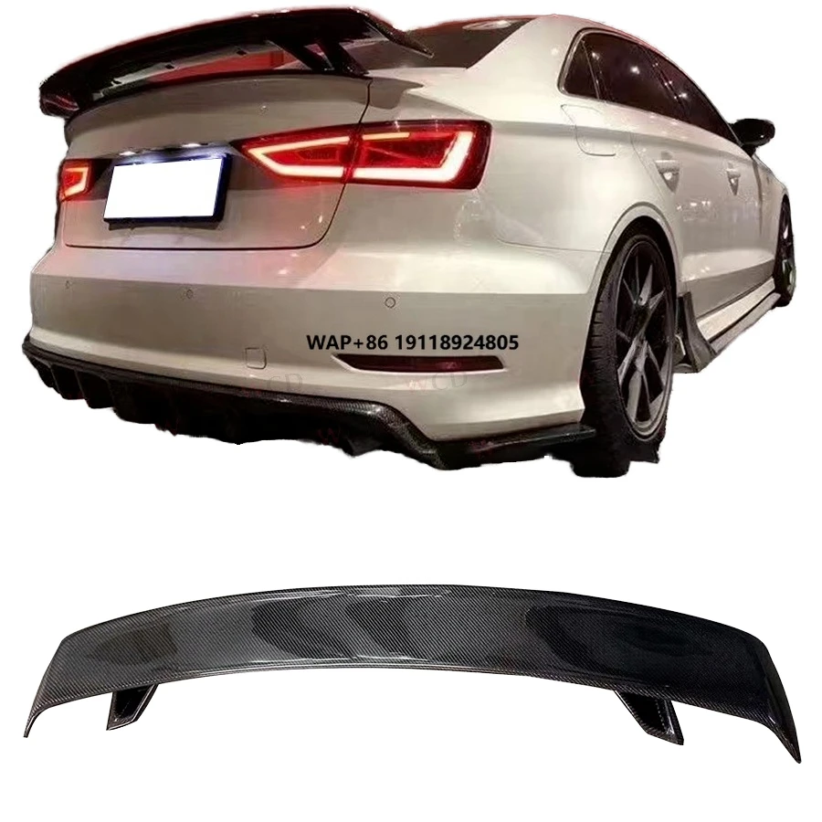 

Real Carbon Fiber Rear Spoiler Universal Sedan Trunk Wing Ducktail for 2011+ TT MK2 A3 A4 A5 R8 Sedan Car Spoilers