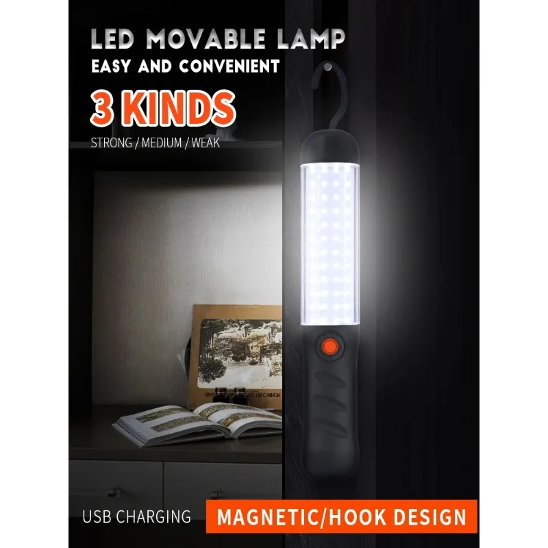 3 Modes Floodlight with Magnetic Base and Hook Rechargeable LED Flashlight Work Light for Car Repair Camping Emergency