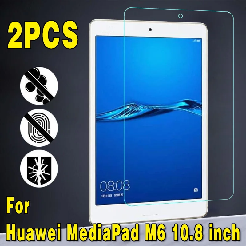 

2Pcs Tempered Glass for Huawei MediaPad M6 10.8 inch 9H Anti-Scratch Anti-fingerprint Full Film Tablet Cover Screen Protector