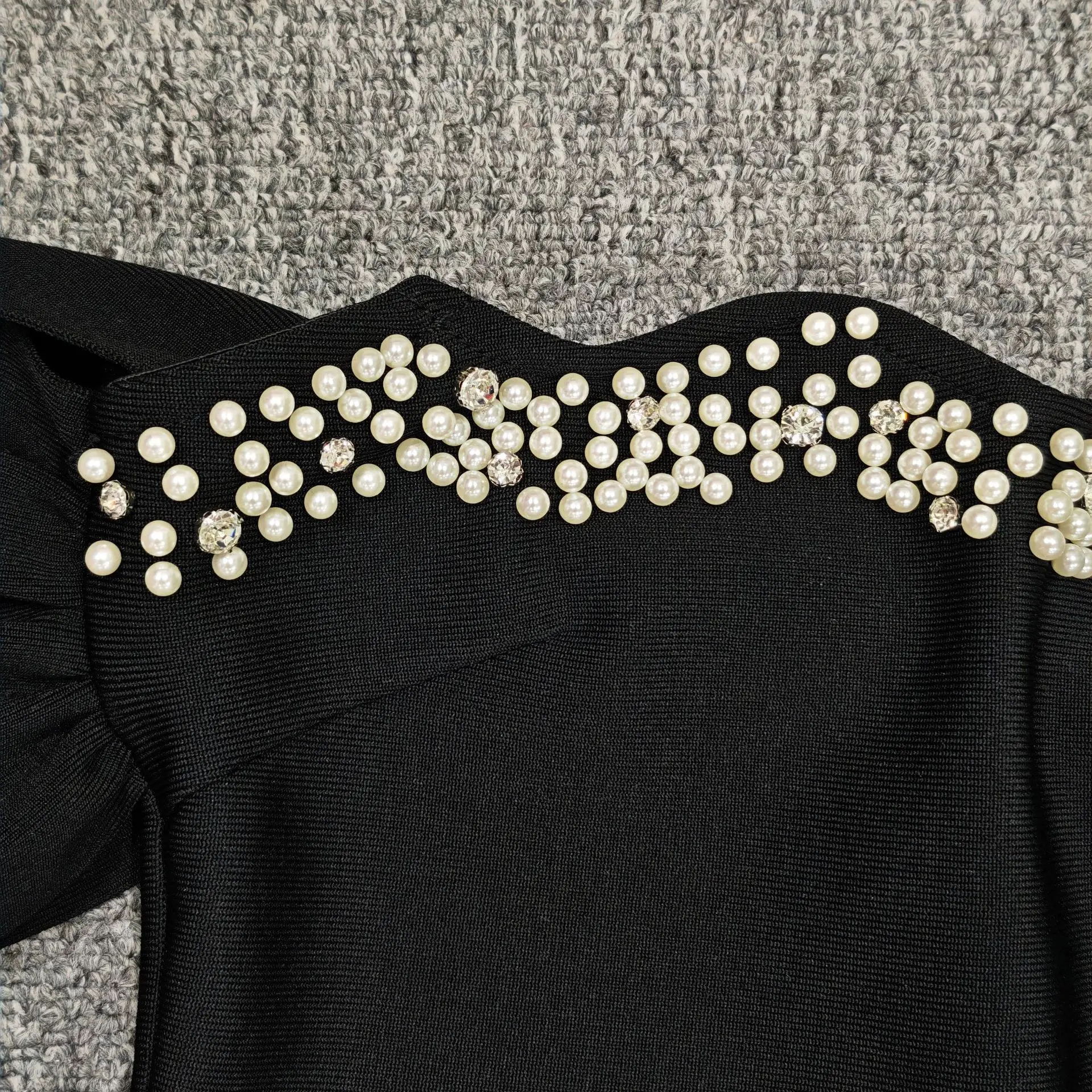 女性用グリッターパールトップラインストーンロングスカートセット高級セレブリティ高品質パーティーイブニングフェスティバルツーピースドレス