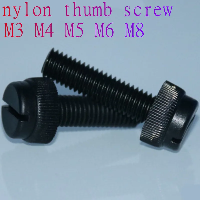 

10-50pcs M3 M4 M5 M6 M8 Black Slotted Nylon Thumb Screw PA66 Nylon Plastic Hand Twist Screw Computer Hand Tighten Screws