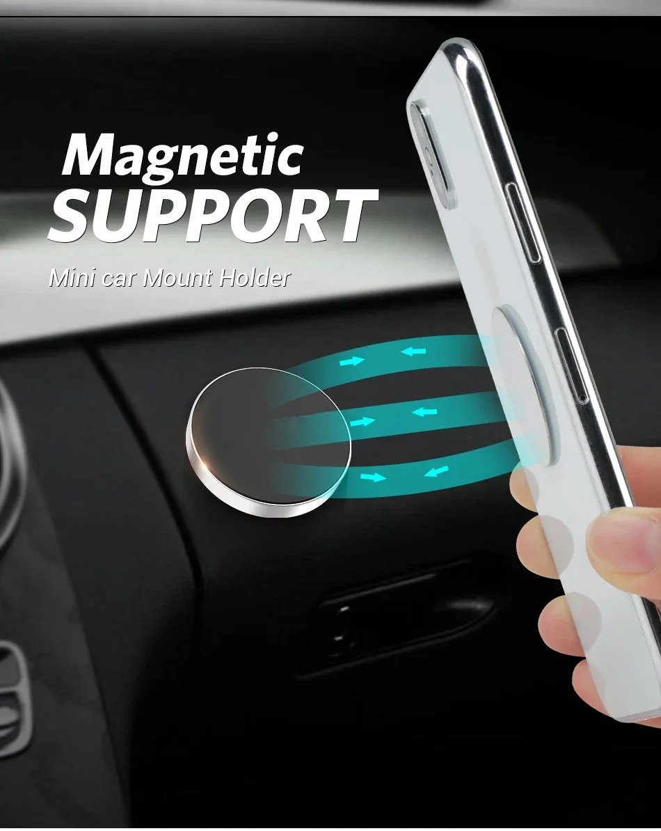 Magnetischer Autotelefonhalter, universeller Autotelefonständer für Armaturenbrett, Wandmontage, Auto-Magnetaufkleber, selbstklebend aus Aluminiumlegierung – Detail 4