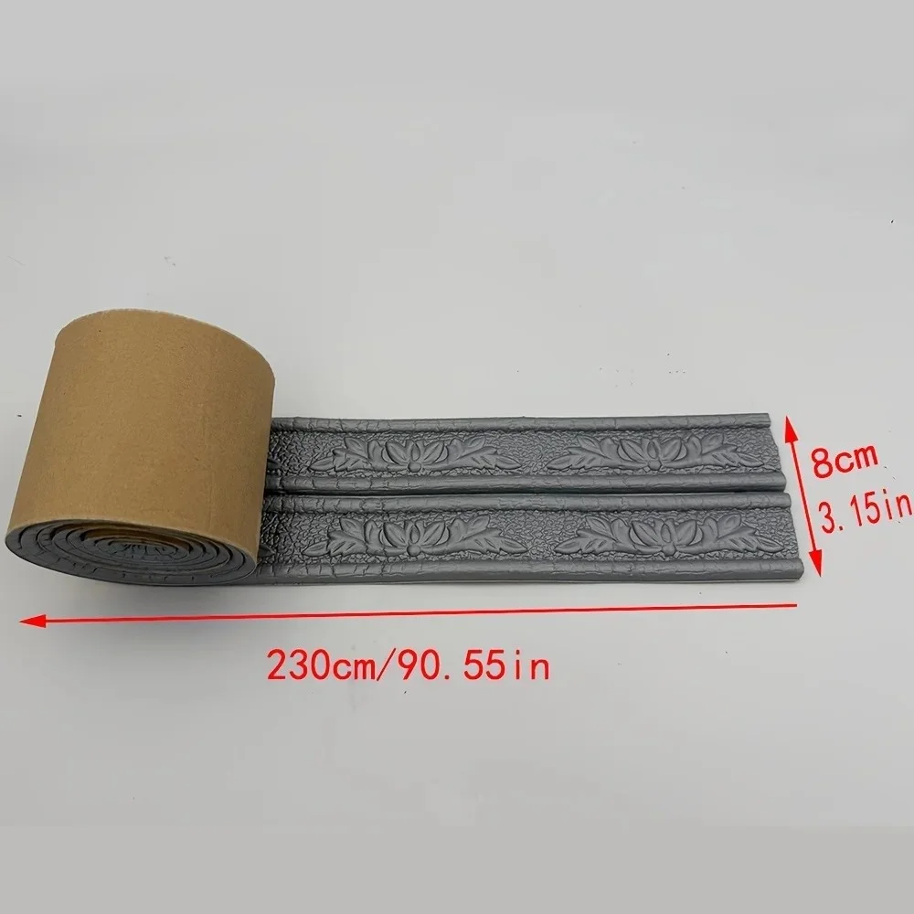 1Roll 3D Pattern Wallpaper Decorative Line Skirting Line Decoration Self-adhesive Waterproof Living Room Wall Border Sticker