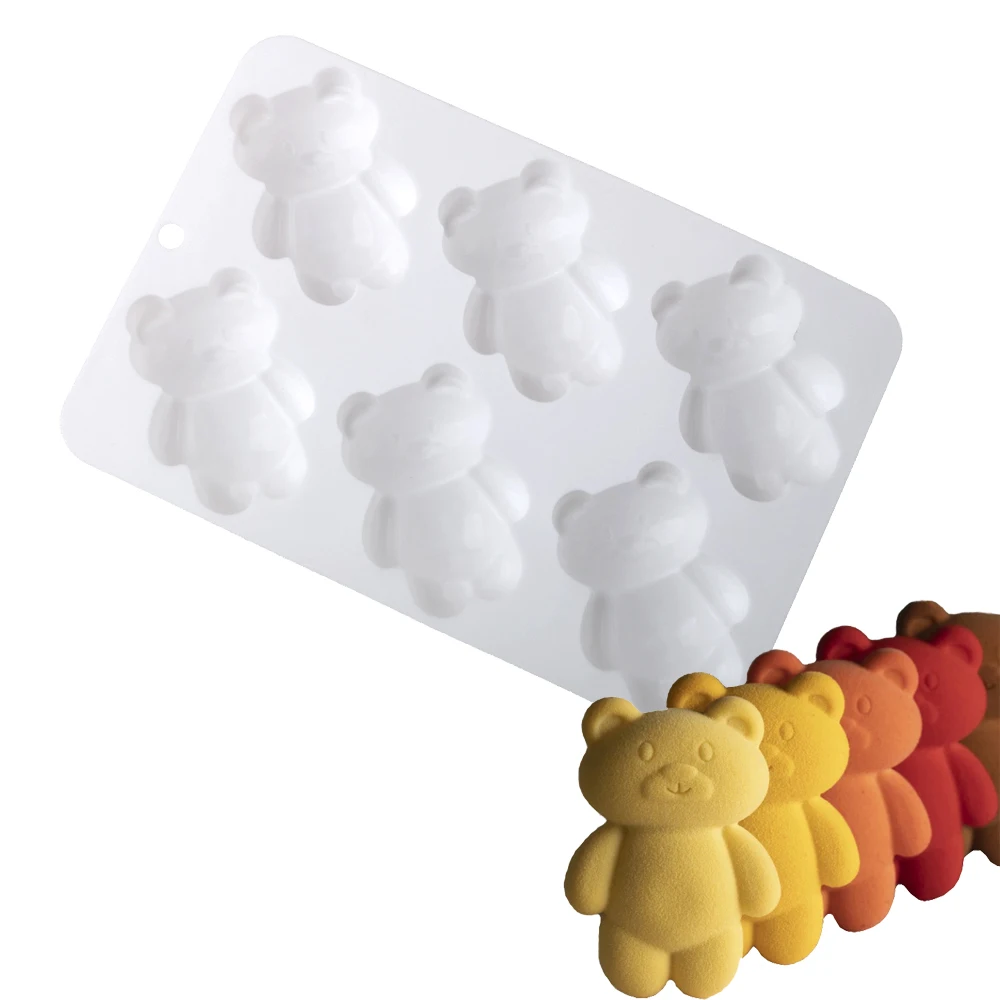 6 Cells Little Bear Biscuit Mold Silicone Cake Molds Chocolate Moulds Candy Baking Tools Homemade Soap Mold Kitchen Bakeware