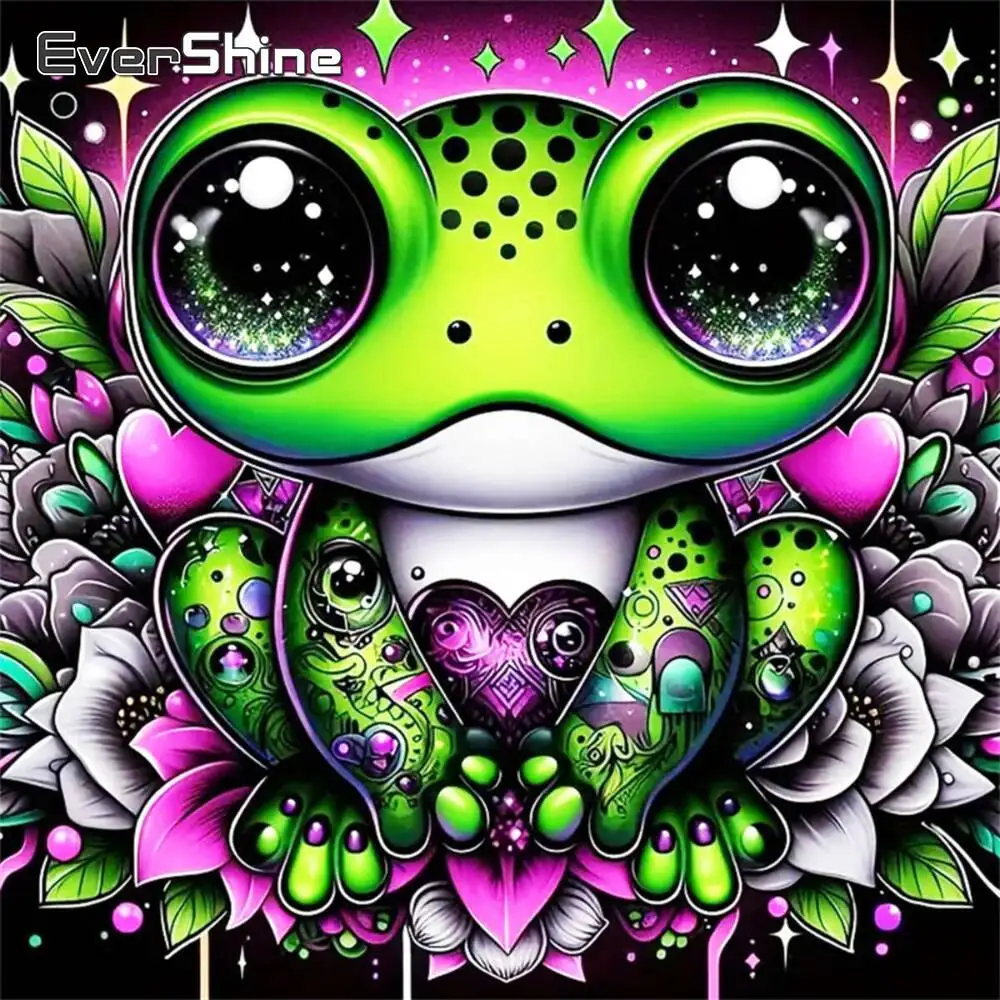 Evershine DIY Frosch Diamant Malerei Tier geeignet für Erwachsene Anfänger Diamant Stickerei Cartoon Wanddekoration
