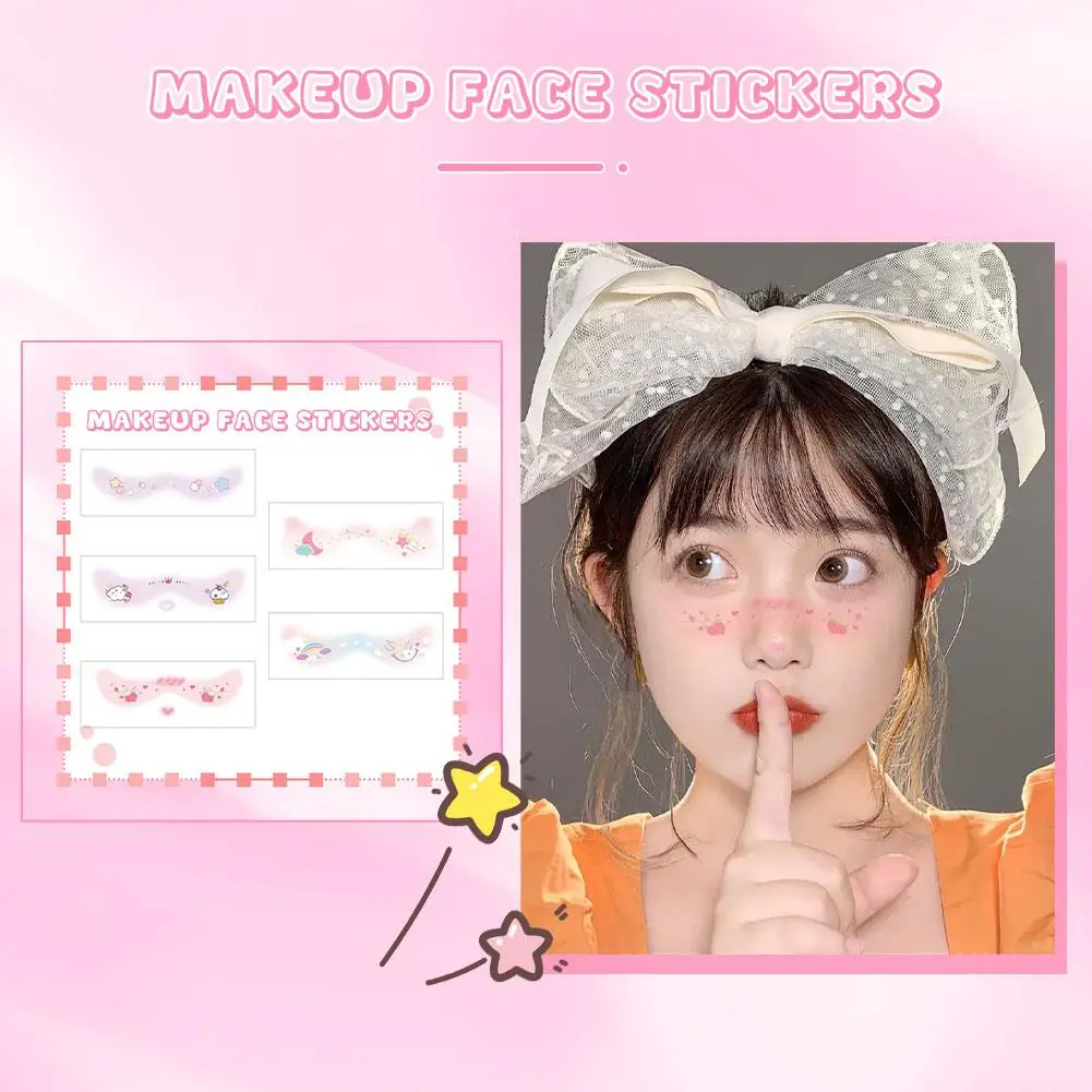 ملصق مكياج للوجه ركن العيون، ملصق تاتو مؤقت، فن الجسم، حفلة ذاتية اللصق، حب إبداعي، لطيف، ملون، حلو