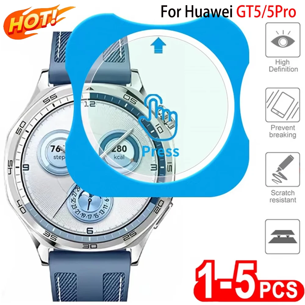 1-5PCS Tempered Glass For Huawei Watch GT5 46mm/41mm GT4 GT3 Quick installation Screen Protector For Huawei GT5 Pro 46/42mm