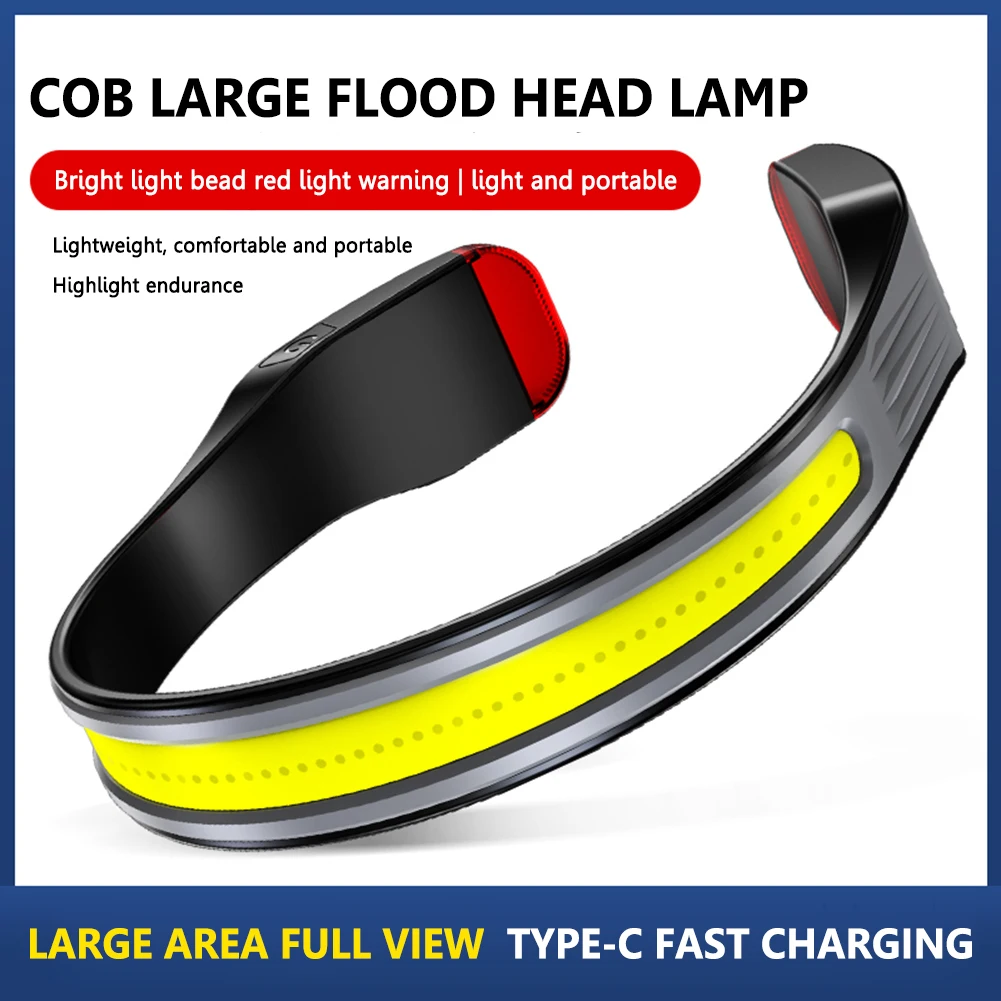 Outdoor Headlight Torch USB Rechargeable Camping Fishing Head Lamp Lantern Portable for Adventure Night Cycling Emergency