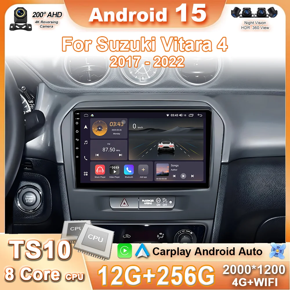 Android 15 Car Radio Multimedia Video Player For Suzuki Vitara 2015 - 2020 Auto Navigation GPS Autoradio Stereo Wifi BT Carplay