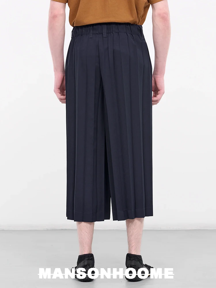 Miyake Fold 2024 Fall/winter New Men's Casual Origami Seven-quarter Wide Leg Pants