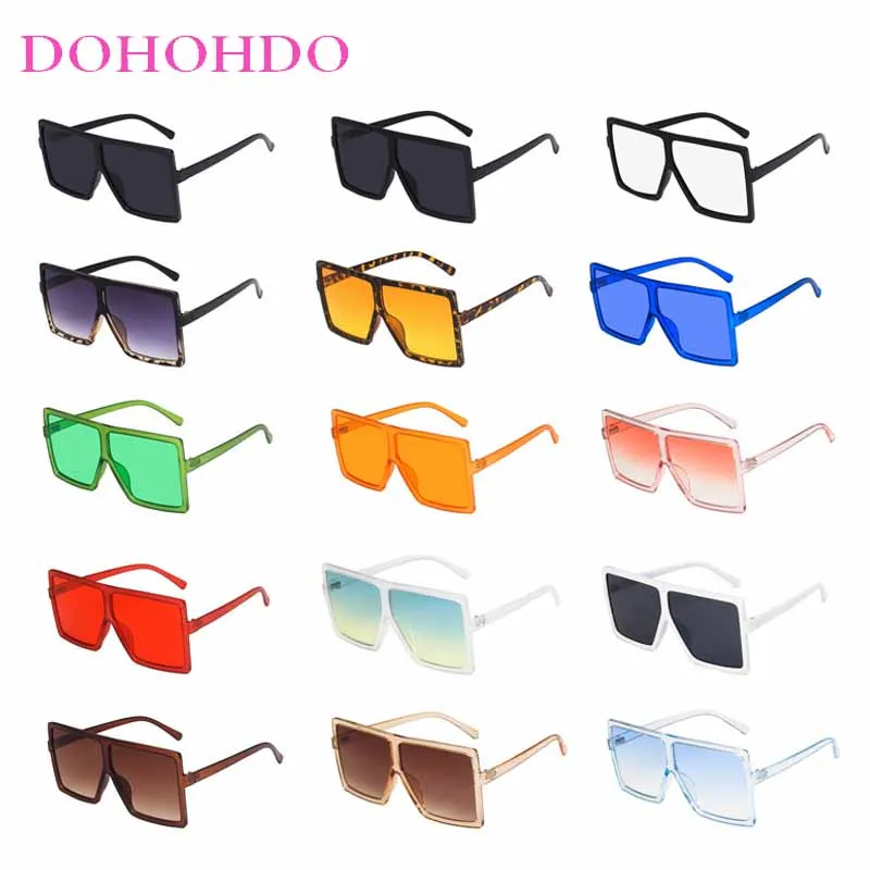 DOHOHDO New Square Women Sun Glasses Female Eyewear Eyeglasses Plastic Frame UV400 Shade Fashion Driving Oversized Sunglasses