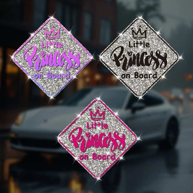 Princess On Board Pink Car Sticker, Funny Vinyl Decal Waterproof Keep Distance Car Decor