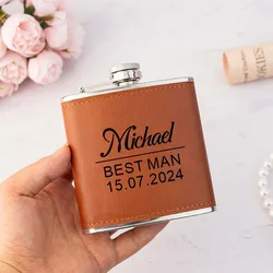 Personalized Leather Hip Flask Gift for Men,Best Man Gift,Dad Boyfriend Gifts,Wedding Gift for Groomsman,Bachelor Party Gifts