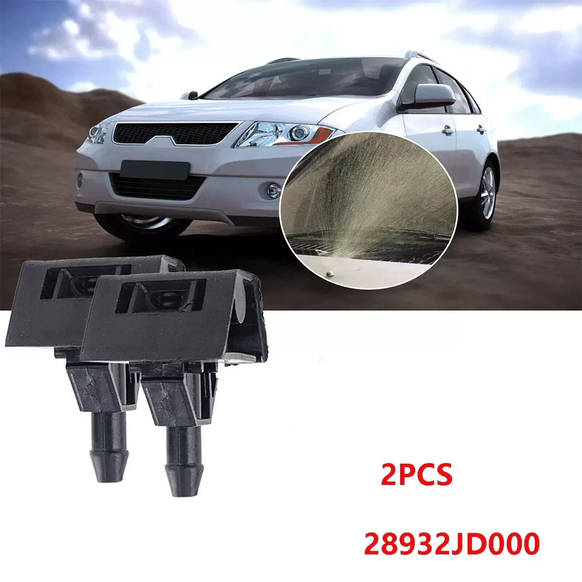 

2pcs Windscreen Washer Jet Nozzles Plastic Windscreen Wipers Parts N/S O/S 28932JD000 For Nissan Qashqai Set 28932JD000