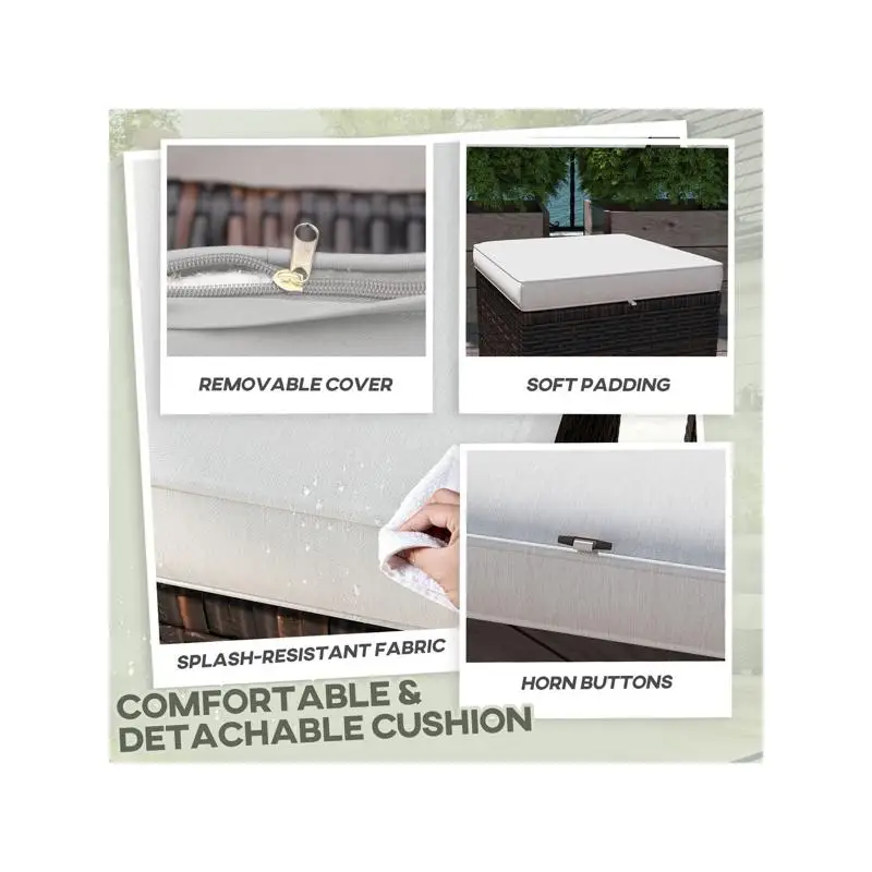 2-Pc Wicker Outdoor Ottomans - Stylish Garden Footrests for Patio, Deck, and Backyard Use