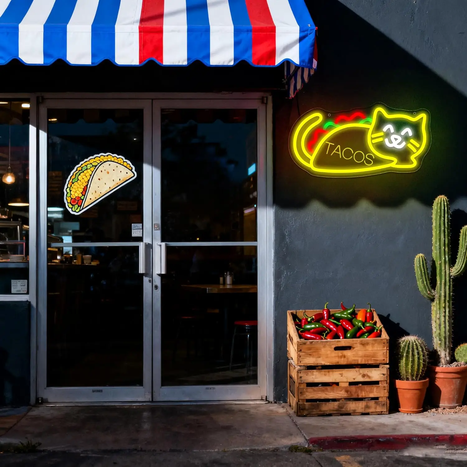 التاكو القط النيون عكس الضوء كول القط تسجيل جدار ديكور للرجل الكهف Led الحيوان مطعم بار البيرة حفلة عيد الميلاد هدية عيد ميلاد #6