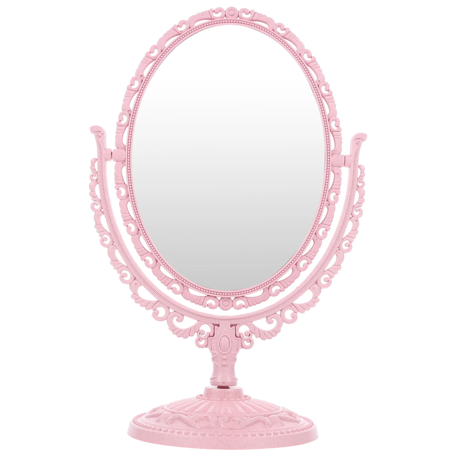 

Vanity Mirror 2X Magnification Rotating Desktop Oval Makeup Table Mirrors Regular Side Detachable Base Non Slip