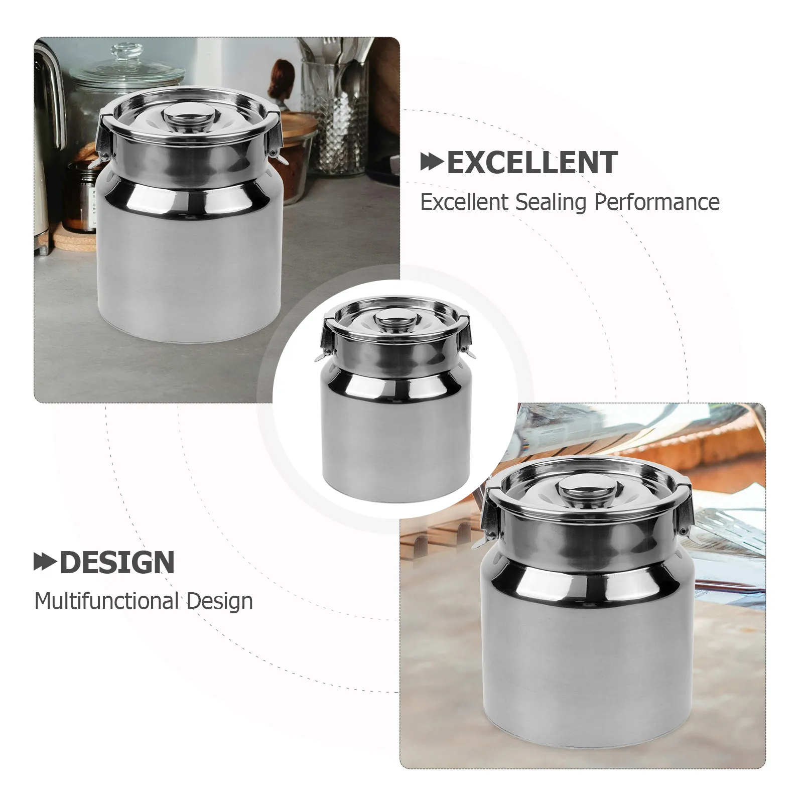 

Stainless Steel Jug Sealed Canister for Camping Supplies Kitchen Camping Silver Bucket Storage Container Airtight Barrel