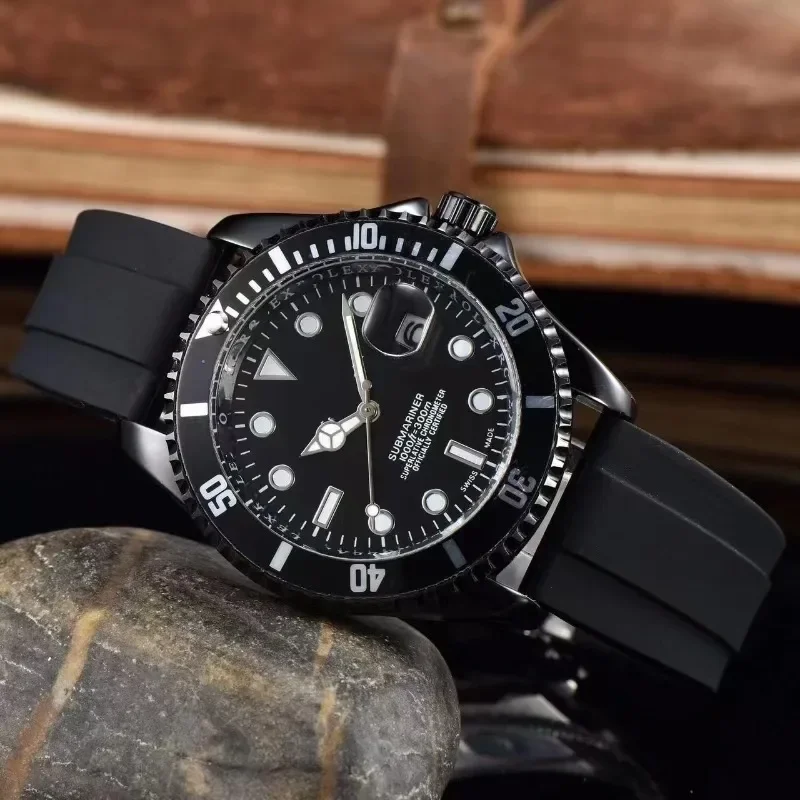 Luxury Top Brand Men's Sports Mechanical Wristwatch Automatic Stainless Steel Silica Gel Strap Water Resistant Watch