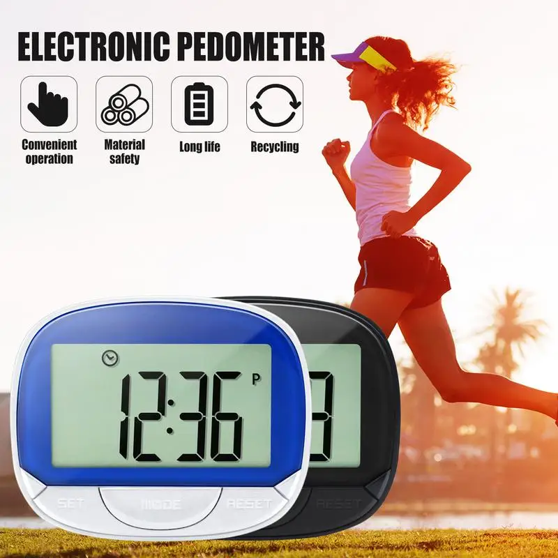 Pedometer For Walking Step Counter With Built-in Clip Portable Pedometer With Back Clip Clock Function Accurate Calorie Counter