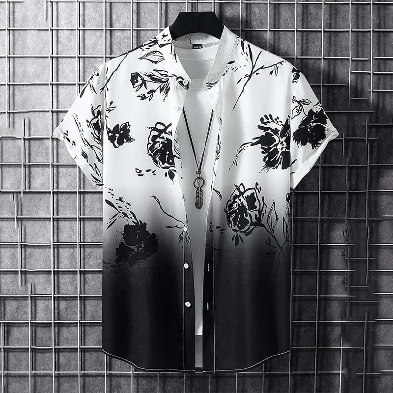 Summer 3D Graffiti Blossom Printed Shirts For Men Children Fashion Streetwear Long Sleeve T Shirt Unisex Hawaiian Shirts Blouses