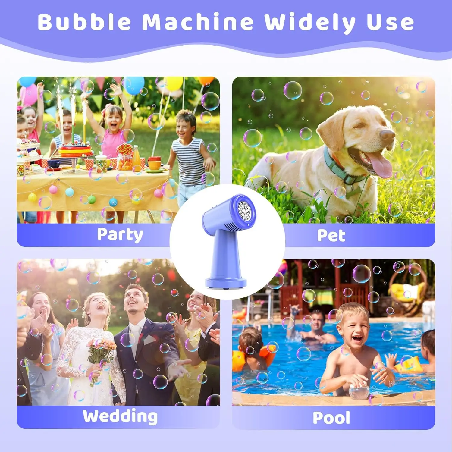 ماكينة فقاعات للأطفال ، بطارية غير مضمنة قابلة لإعادة الشحن ، منفاخ أوتوماتيكي بدوران 90 درجة ، منفاخ + فقاعات في الدقيقة للأطفال الصغار #4
