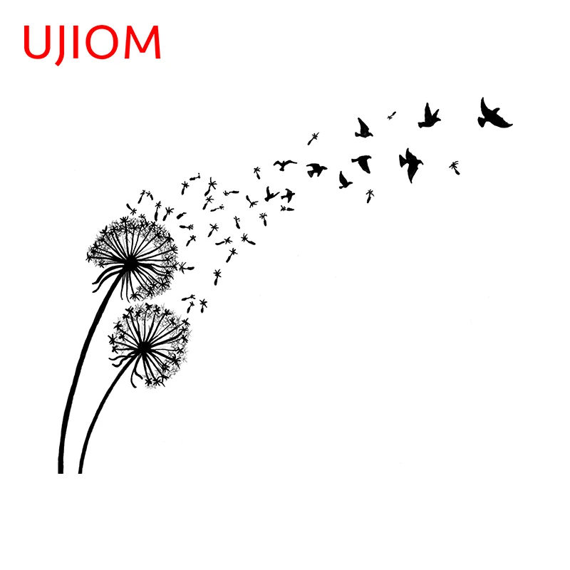 UJIOM Black Dandelion Wall Sticker Cool Personality Living Room Veneer Wallpaper Decals Simple Vinyl Home Decoration Posters