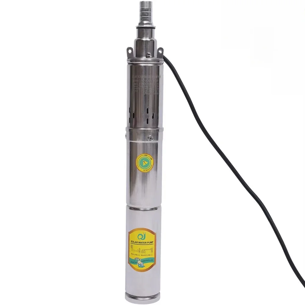 ​ ​ 24V DC ソーラー深井戸ポンプ 370W 電力 213フィート揚程 ブラシレスモーター 8.7フィートケーブル 農業灌漑 魚池用 ​ ​