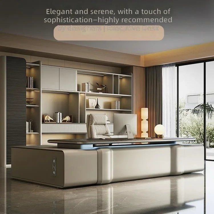 #E0-Grade Luxury Executive Desk, Premium Painted Office Desk for CEO & Manager, High-End Workstation, Modern Executive Desk