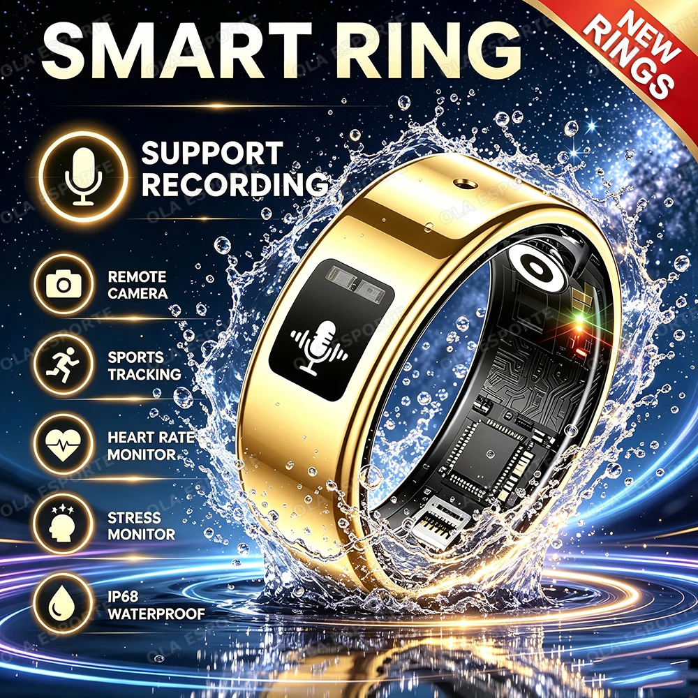 New Upgrade Smart Rings 2026 Support Recording Touch Control Heart Rate Sleep Monitoring Waterproof Sports Women's Smartring Men