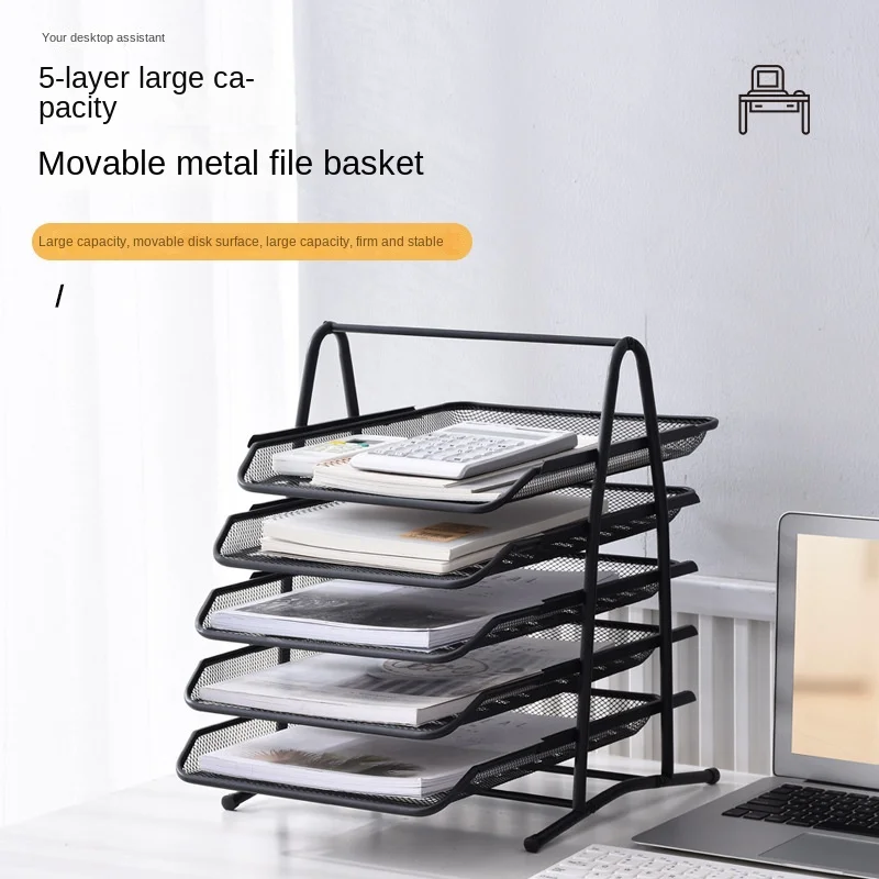 

5 Tiers Office A4 Paper Organizer Document File Letter Book Brochure Tray Rack Shelf Carrier Metal Wire Mesh Storage Holder