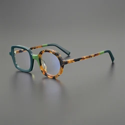 Niche color square glasses frame designer small round frame retro literary fashion personality prescription glasses thick frame