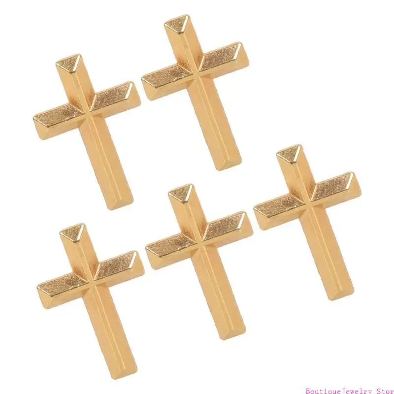E1PE 5pcs Alloy Crucifix Shaped Brooch Pin Metal Badge for Christian Faith Expression