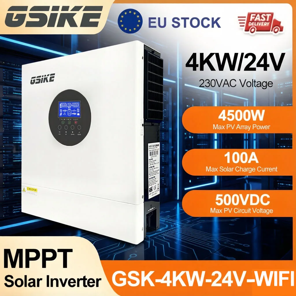 Inversor Solar Híbrido GSIKE 48V 24V 11KW 4KW con Onda Sinusoidal Pura, Controlador Solar MPPT 160A-80A, Salida Dual para Paneles de 500V, con WIFI, Cargador Solar MPPT, Entrada Dual para Paneles Fotovoltaicos, Disponible en la UE