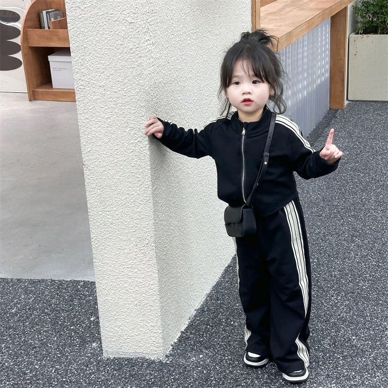 Girls Fashion Autumn Sets 2024 New Casual Spring Sports Suits Children Trend Clothes Kids Long-sleeved Jacket+Pants 2Pcs Outfits