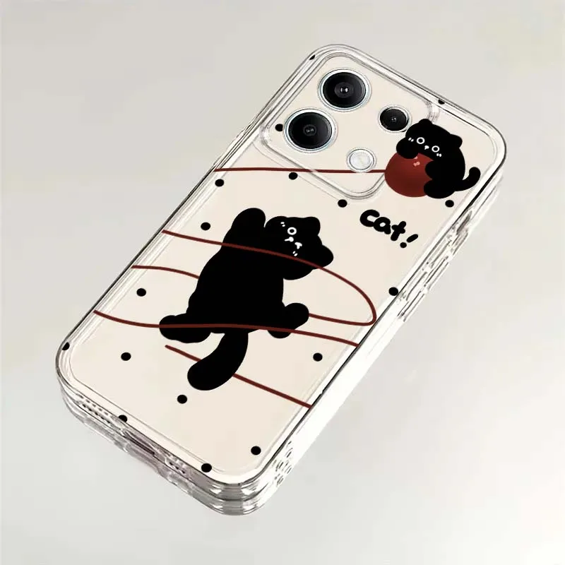 كارتون أنيمي القط الأسود ل Xiaomi Redmi 10 11 K30 K40 K50 K60 K70 Pro Prime Plus Ultra Zoom 5G حافظة هاتف شفافة من البولي يوريثان