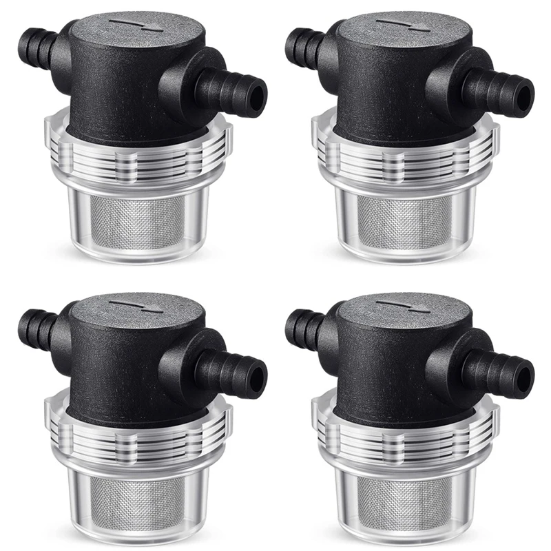 4X Water Pump Strainer,3/8 Inch Barb In-Line Strainer Twist-On Pipe Sprayer Filter For Water Pump 12V DC 80PSI Camper