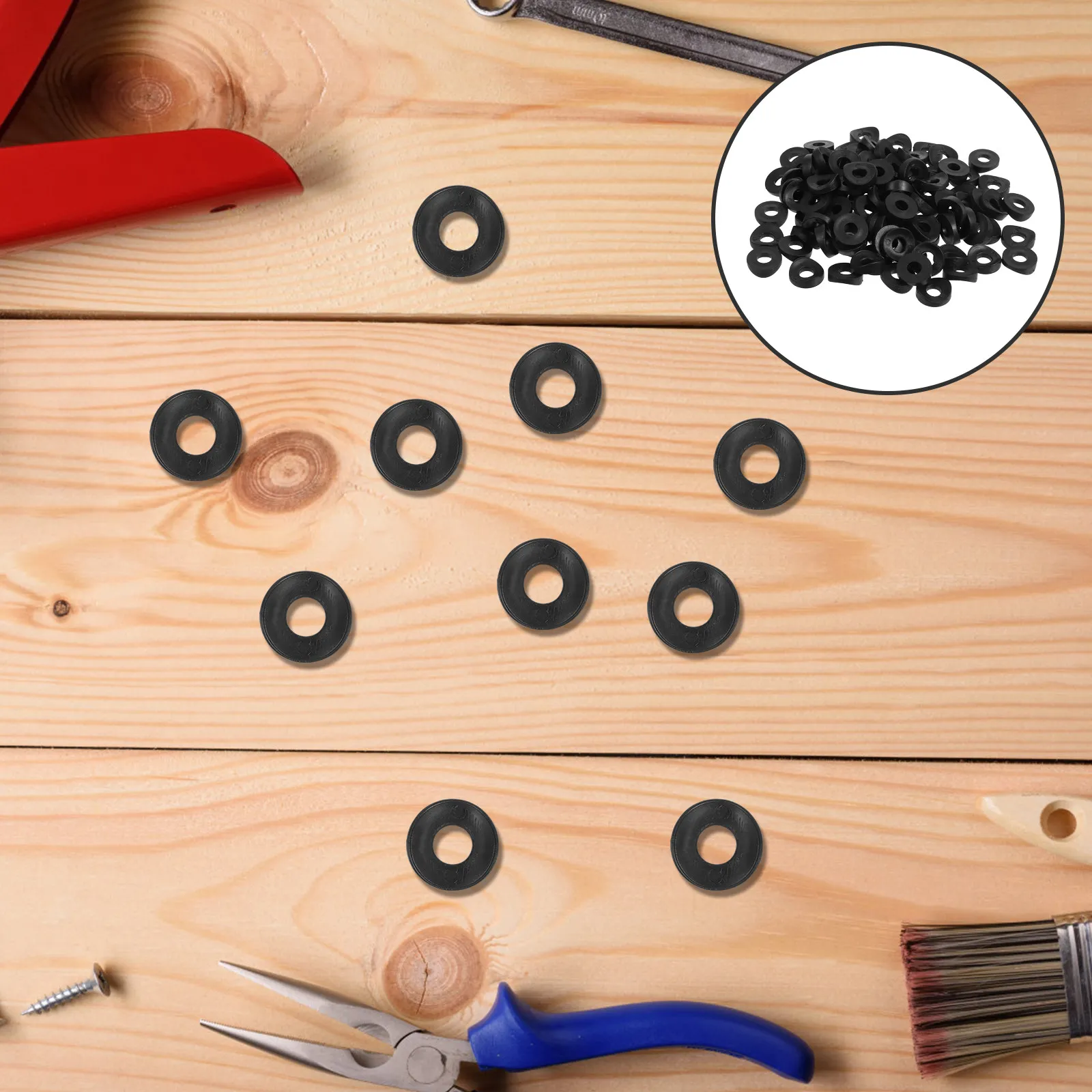 100Pcs Black Rubber Duckbill Washers Toilet Seat Bolt Leak Proof Tight Seal Conical Plastic Gaskets Toilet Tank Repair Plumbing