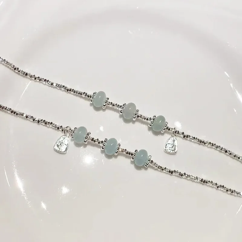 VENTFILLE-سوار ريترو للنساء ، 925 فضة ، أزرق فاتح ، اليشم ، مزاجه ، تنوعا ، هدية لفتاة ، محظوظ ، انخفاض الشحن