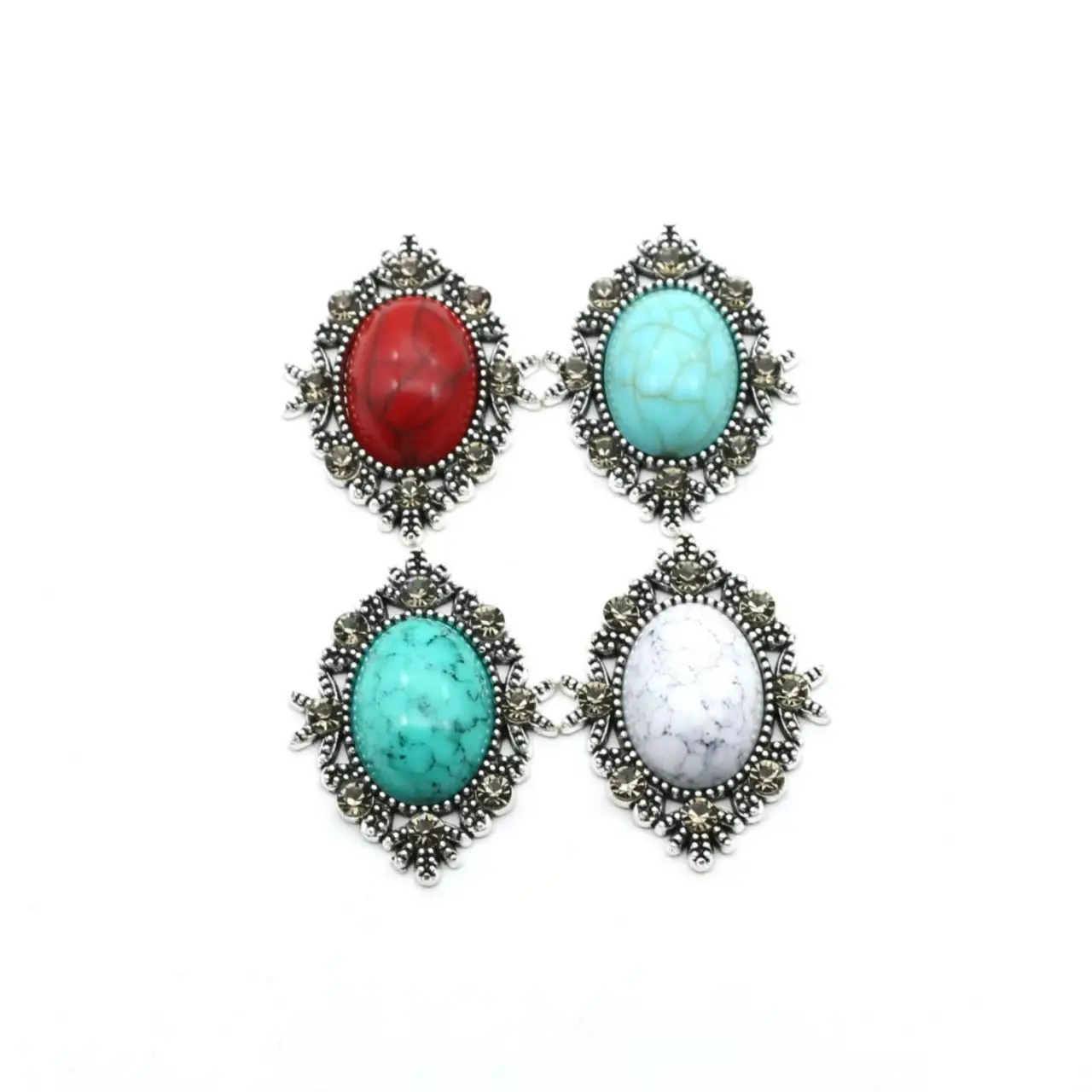 5PCSHandmade DIY Floral Disk Diamond Buckle Embedded Gemstone Rhombus Vintage Hair Accessory Lolita Diamond